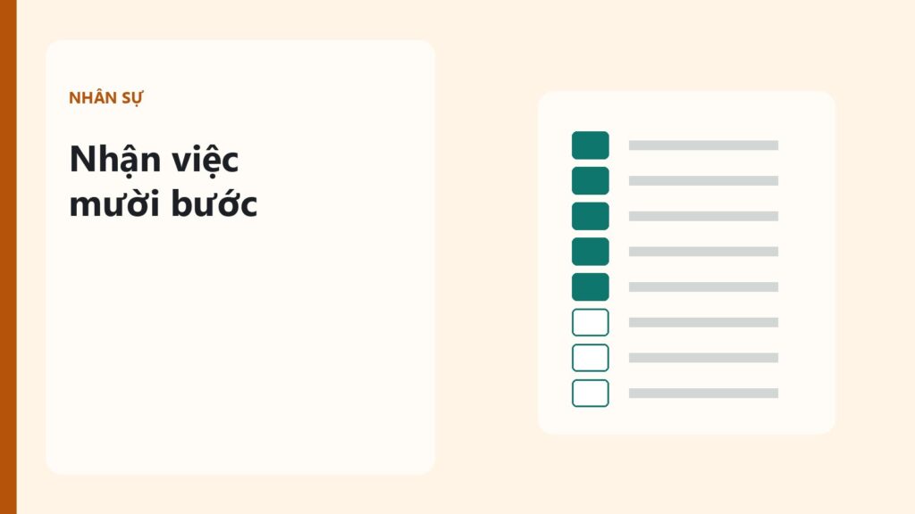 Checklist nhận việc cho nhân viên mới ở công ty dịch vụ